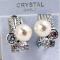 Silver Tone Faux Pearl Deluxe Crystal Earrings 1.JPG